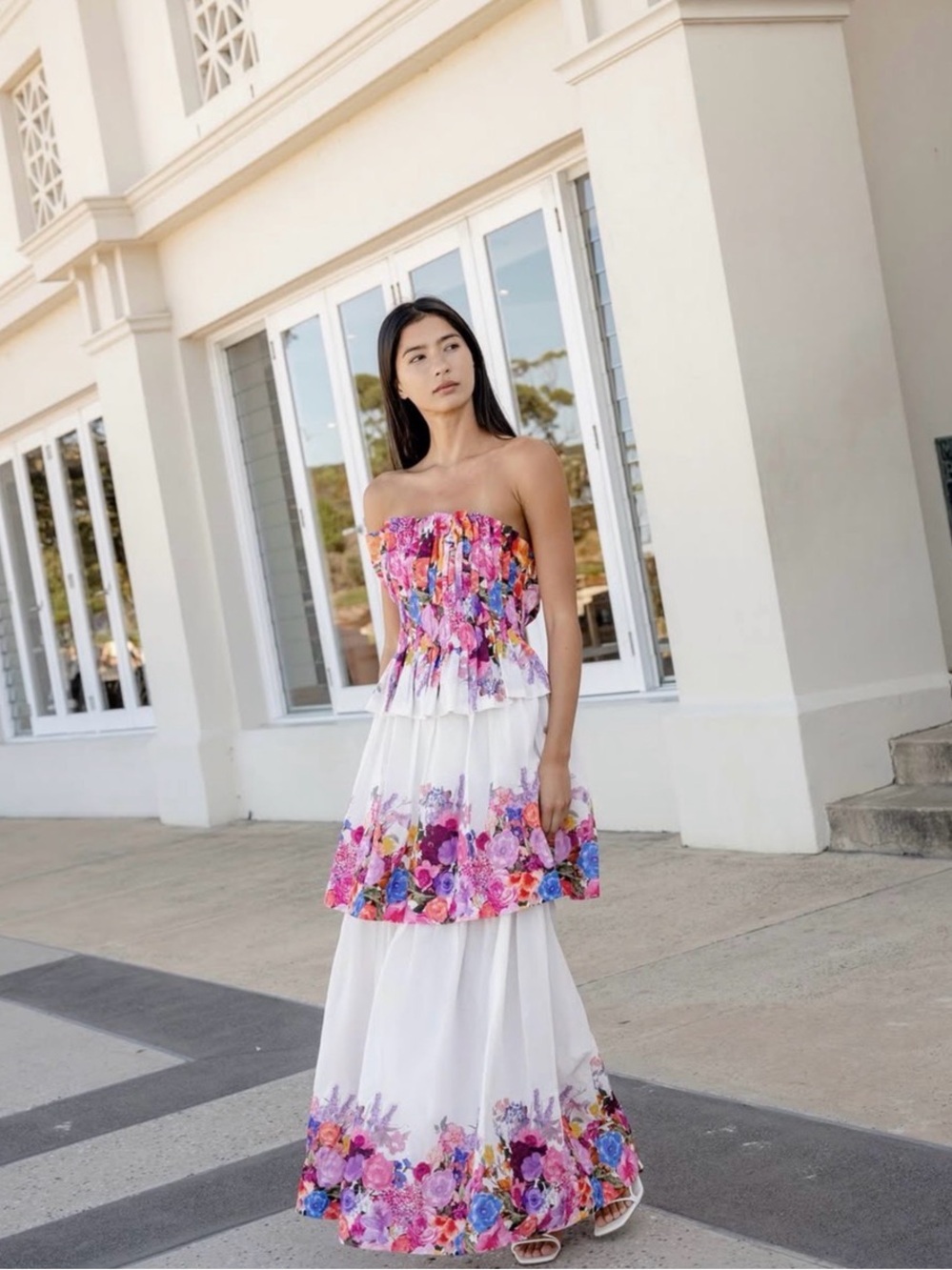 ELLIATT Alice Tiered Gown in Ombre Floral  Size S NWT
